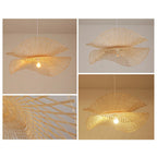 Ondine Suspension Vague Double en Bambou Tressé – gros plans du tressage et de la lumière chaude