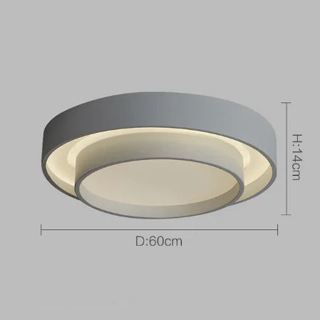 Duo Plafonnier LED Double Cercle – Gris, 60 cm