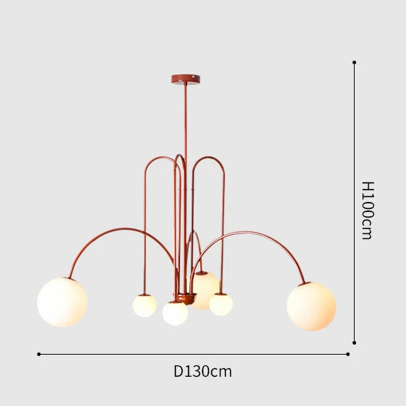Arcadie Lustre à Bras en Arc – Rouge, 130 cm