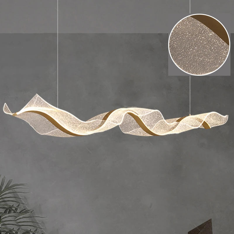 Onde Suspension LED Linéaire en Aluminium – Ciel étoilé, doré