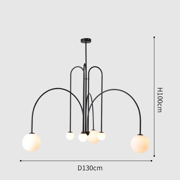 Arcadie Lustre à Bras en Arc – Noir, 130 cm