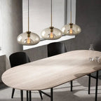 Ambra Suspension en Verre Ambré, 5 Formes au Choix – suspensions au-dessus d'une grande table à manger