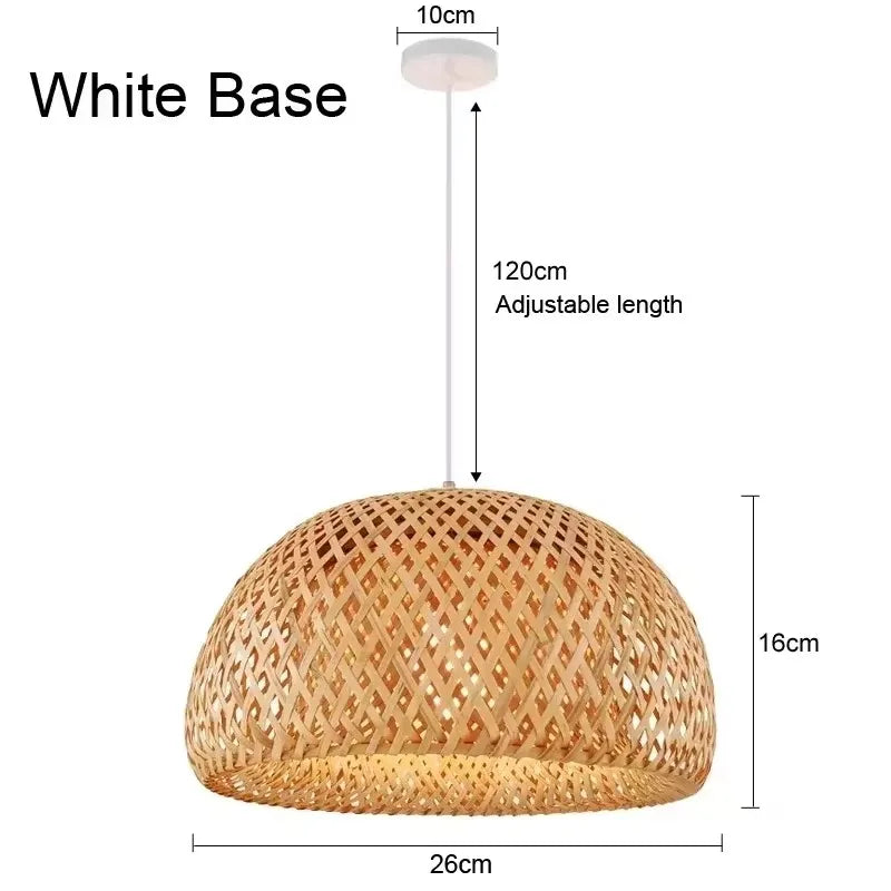Domera Suspension Dôme en Bambou Tressé – Support blanc