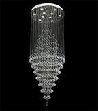 Lustre cascade en cristal transparent, fond noir