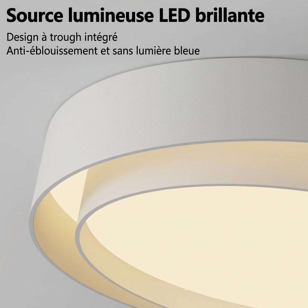 Duo Plafonnier LED Double Cercle – détail du double cercle blanc vu de dessous
