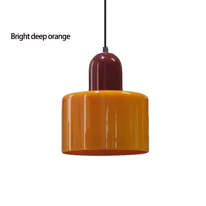 Dolia Suspension en Verre Teinté – Orange profond, capuchon bordeaux