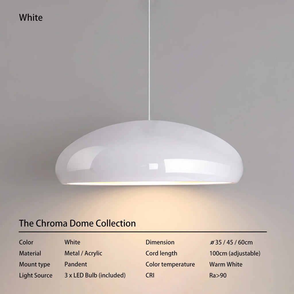 Laquen Suspension Dôme Laqué Moderne – Blanc, Blanc chaud