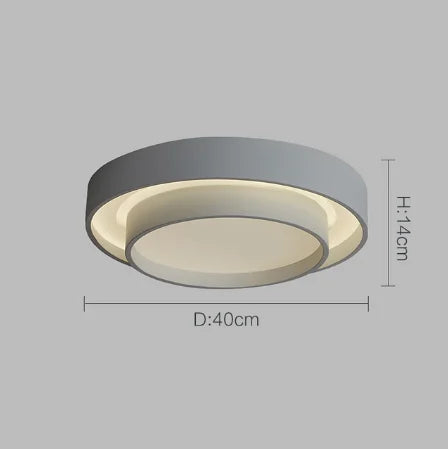 Duo Plafonnier LED Double Cercle – Gris, 40 cm