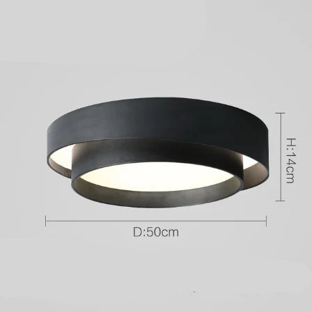 Duo Plafonnier LED Double Cercle – Noir, 50 cm