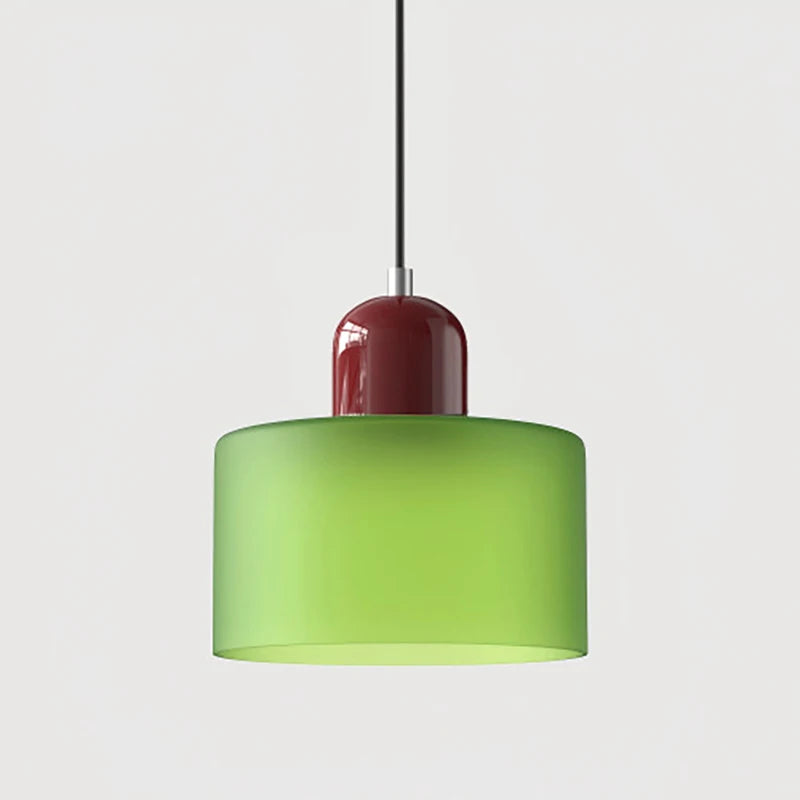 Dolia Suspension en Verre Teinté – Vert clair, capuchon bordeaux