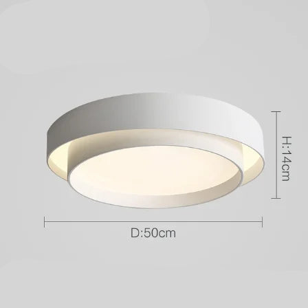 Duo Plafonnier LED Double Cercle – Blanc, 50 cm
