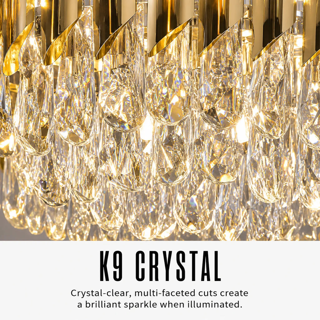 Fumia Plafonnier en Cristal et Verre Fumé – gros plan des pendeloques en cristal