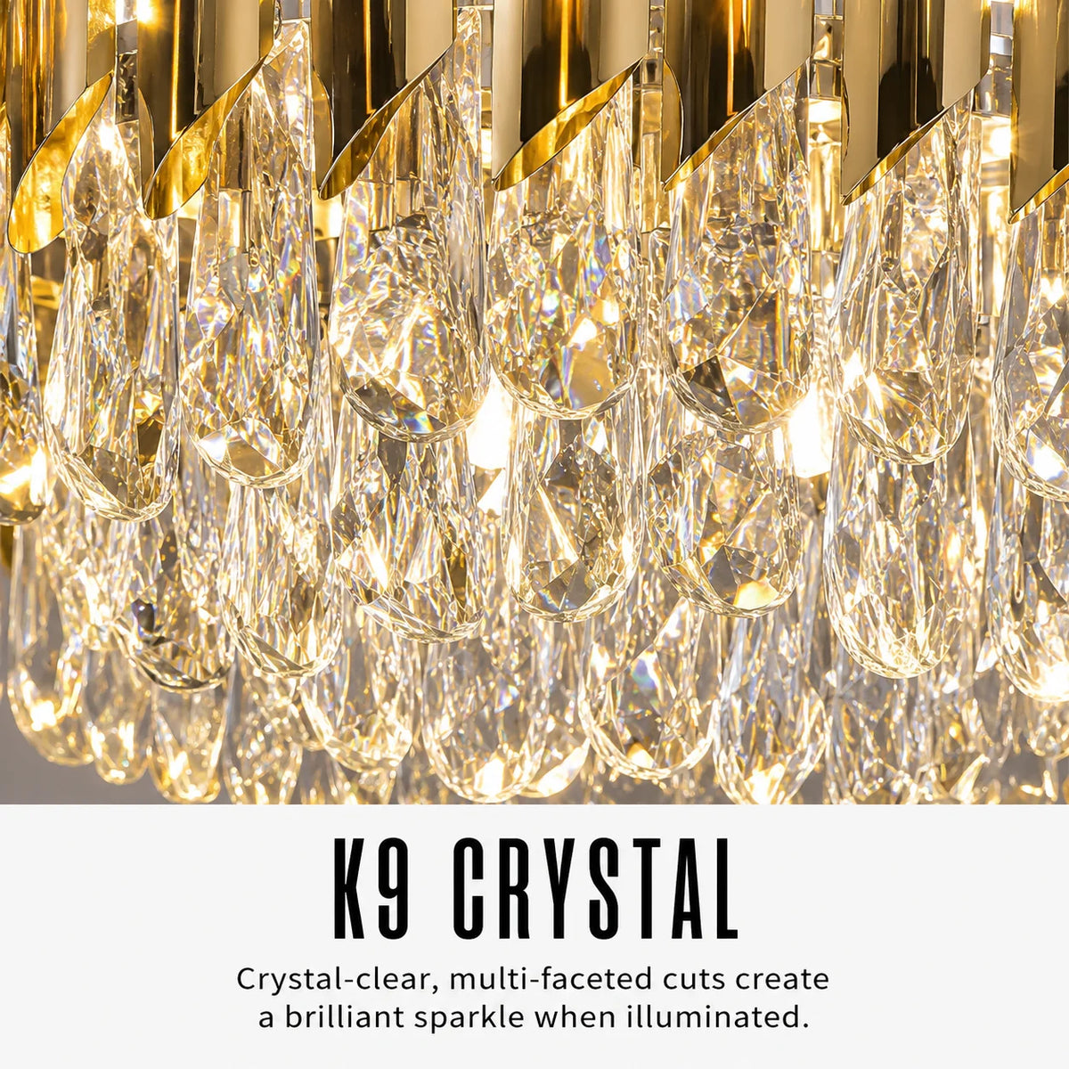 Fumia Plafonnier en Cristal et Verre Fumé – gros plan des pendeloques en cristal