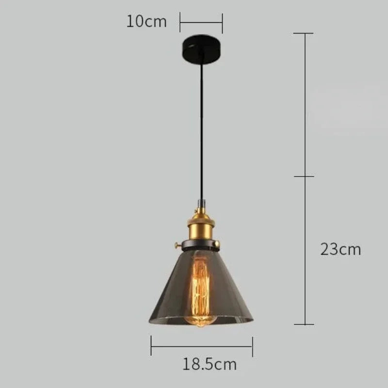 Elvane Suspension Cône en Verre, Douille Laiton – Fumé