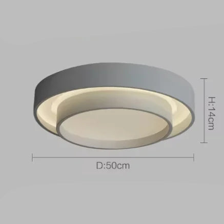 Duo Plafonnier LED Double Cercle – Gris, 50 cm
