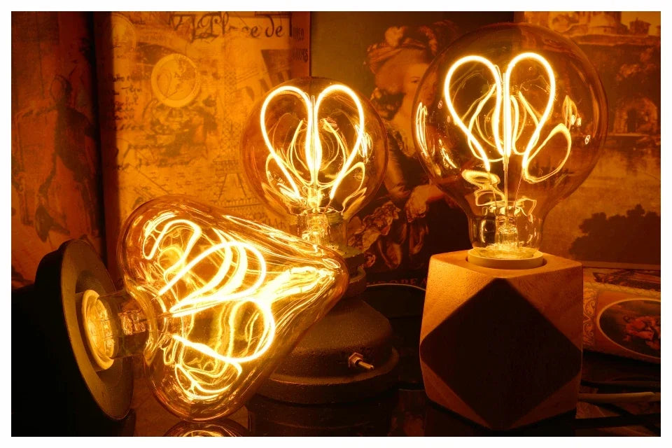 Ampoule Globe à Filament – ampoules à filament en cœur allumées, ambiance chaude