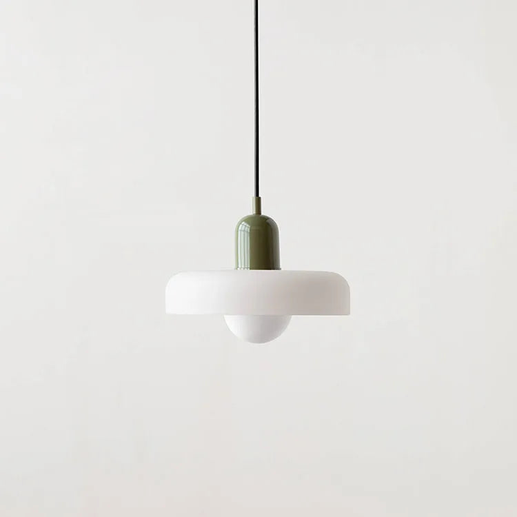 Paletia Suspension Palet en Verre Coloré – suspension blanche à câble olive sur fond clair