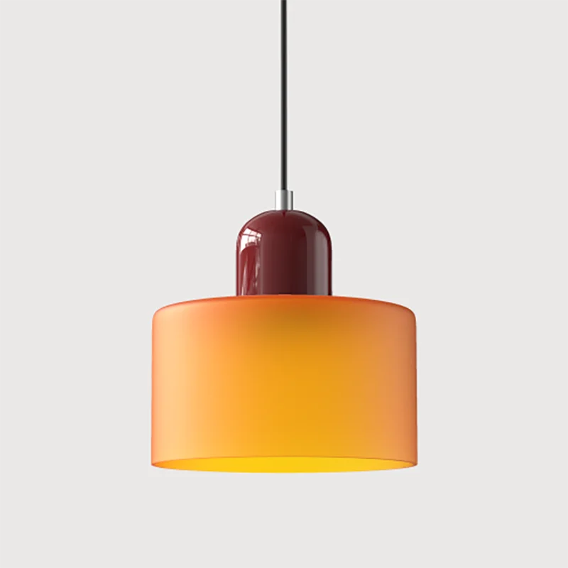 Dolia Suspension en Verre Teinté – Orange, capuchon bordeaux