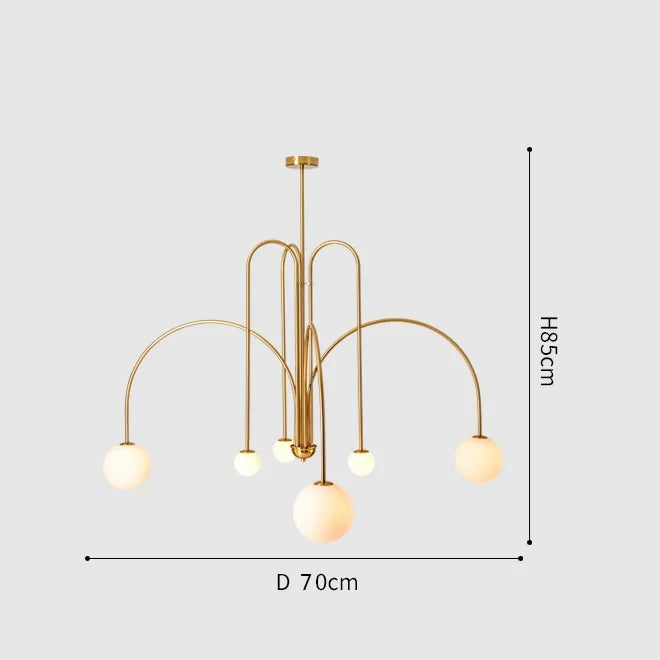 Arcadie Lustre à Bras en Arc – Doré, 70 cm