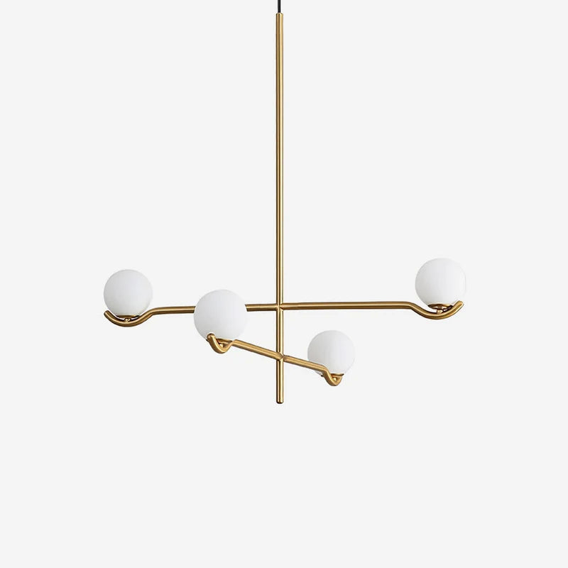 Perla Lustre à Globes en Verre – modèle doré à 4 globes sur fond blanc