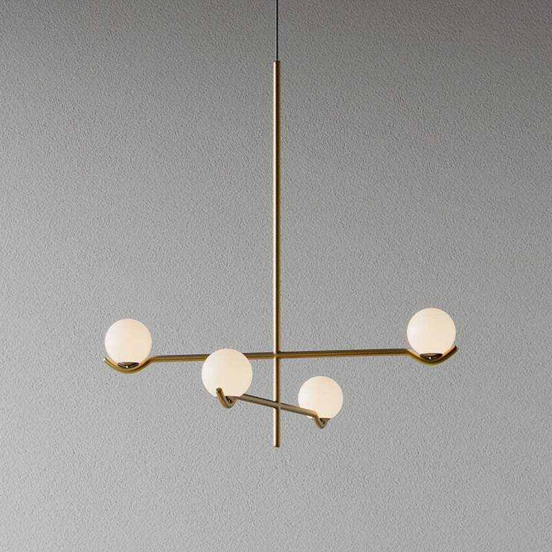 Perla Lustre à Globes en Verre – Doré, 4 têtes