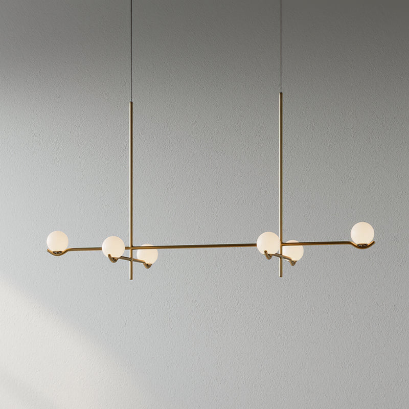Perla Lustre à Globes en Verre – Doré, 6 têtes, modèle A