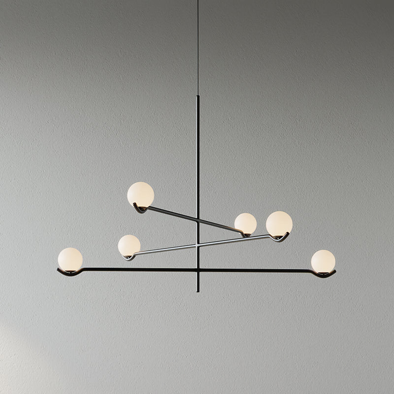 Perla Lustre à Globes en Verre – Noir, 6 têtes