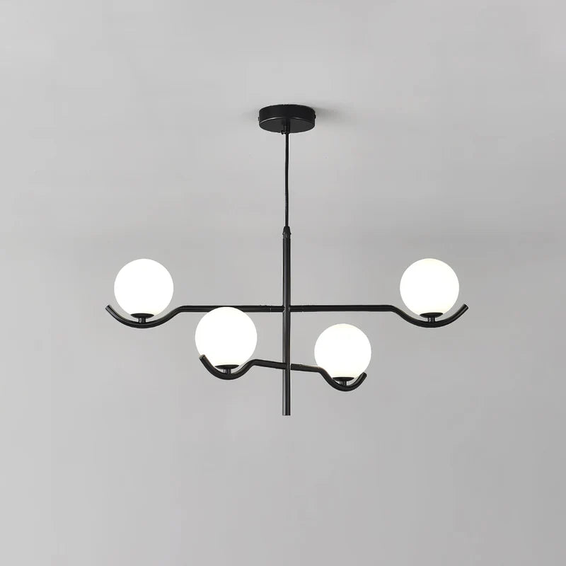Perla Lustre à Globes en Verre – Noir, 4 têtes