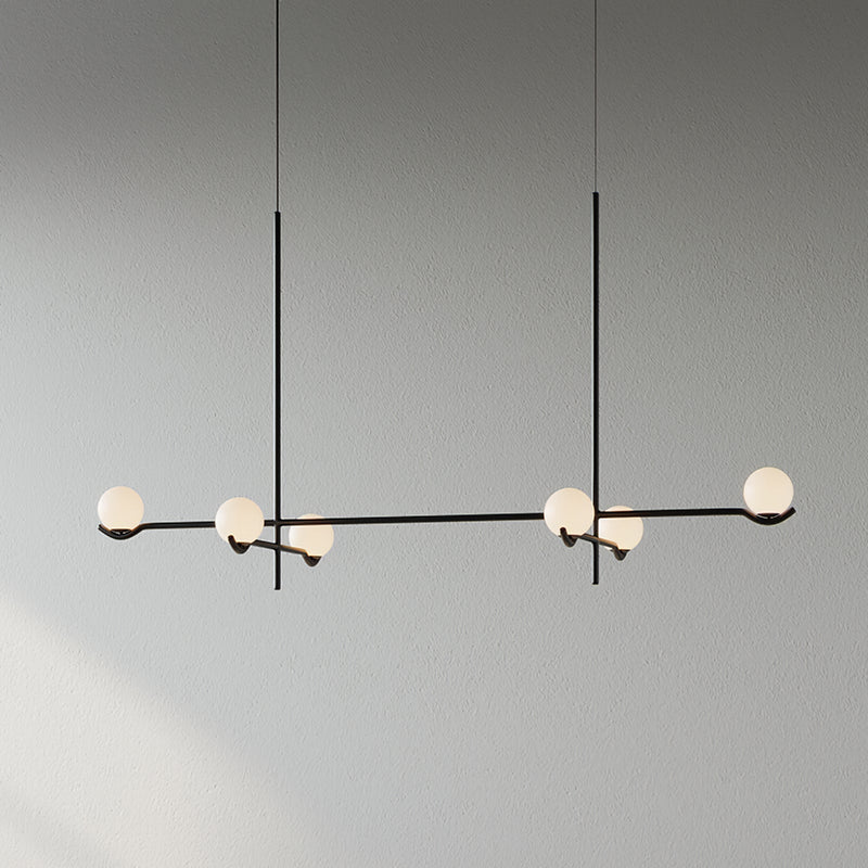 Perla Lustre à Globes en Verre – Noir, 6 têtes, modèle A