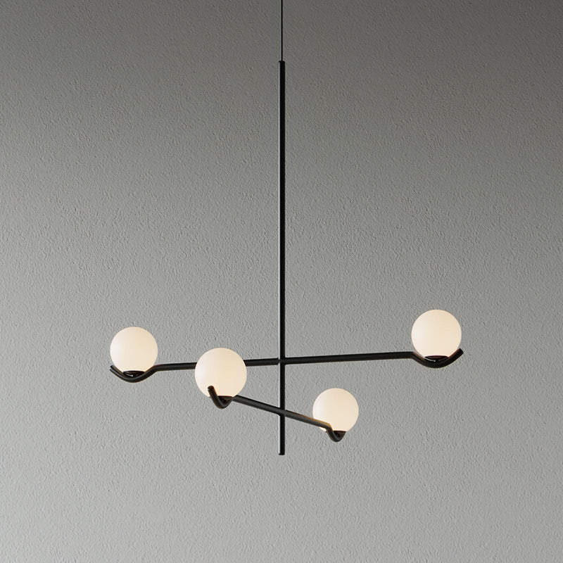 Perla Lustre à Globes en Verre – modèle noir, vue de face sur fond gris