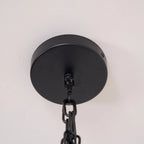 Tubia Suspension Tube en Verre Style Industriel – gros plan de la rosace noire et de la chaîne