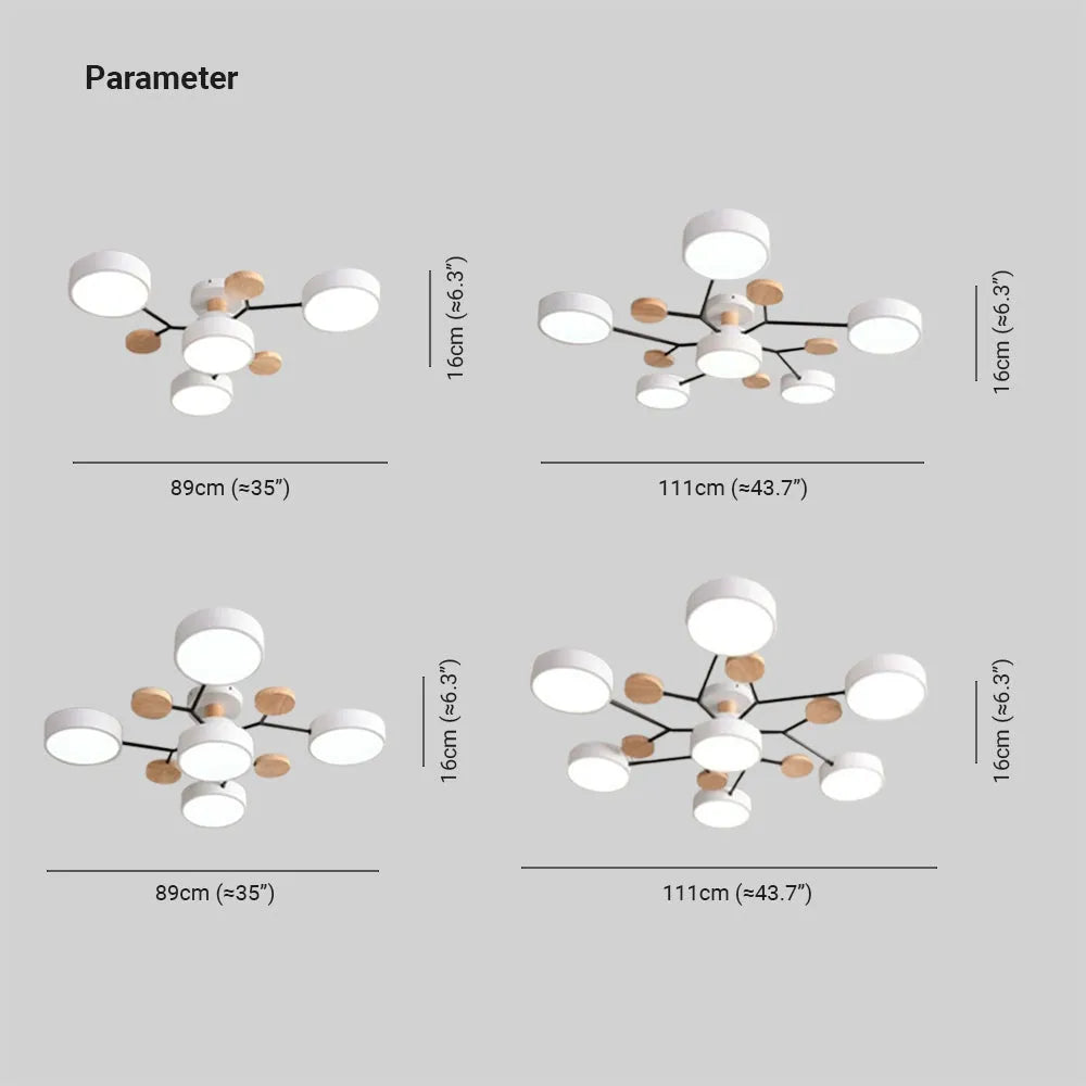 Orbes Plafonnier LED en Métal – schémas des plafonniers à 5 et 6 lumières