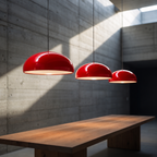 Laquen Suspension Dôme Laqué Moderne – dômes rouges devant un mur gris