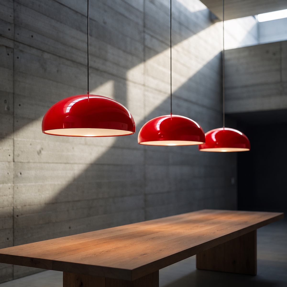 Laquen Suspension Dôme Laqué Moderne – dômes rouges devant un mur gris
