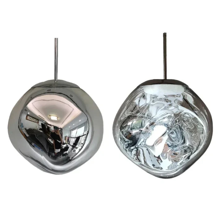 Lavane Suspension Globe en Verre Fondu Irrégulier – Argenté, 4500 K