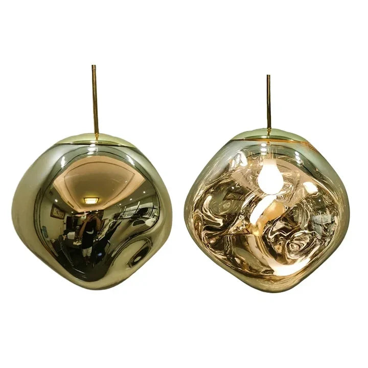 Lavane Suspension Globe en Verre Fondu Irrégulier – Or, 4500 K