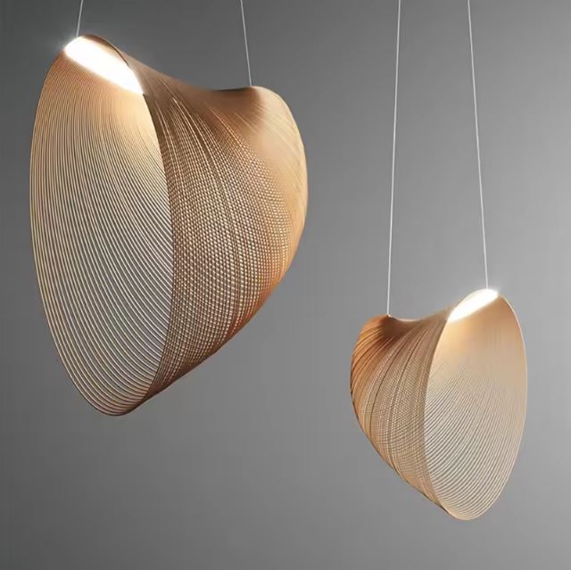 Eolie Suspension Voile en Bois Naturel – deux suspensions vues de près