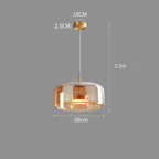 Ambrine Suspension en Verre Fumé ou Ambré, 1 Tête – schéma coté de la version en verre ambré
