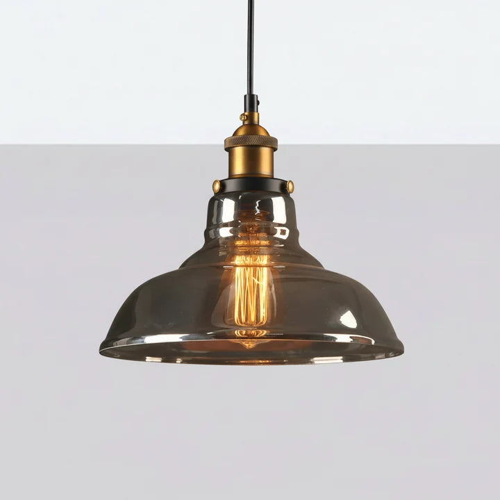 Aldia Suspension Évasée en Verre, Douille Laiton – Fumé