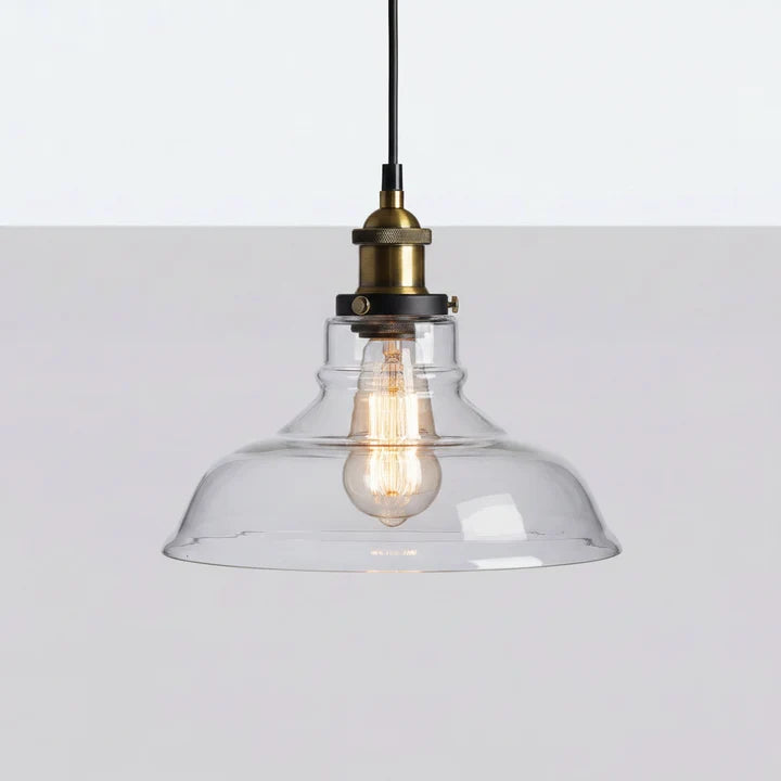 Aldia Suspension Évasée en Verre, Douille Laiton – Transparent